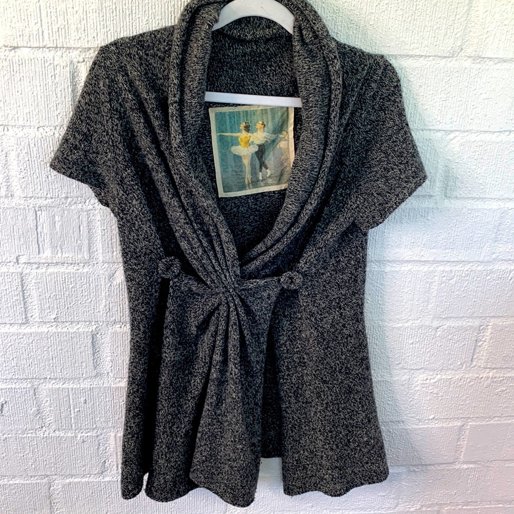 Anthropologie Ballerina Wool Cardigan Short Sleeve Sweater size Small